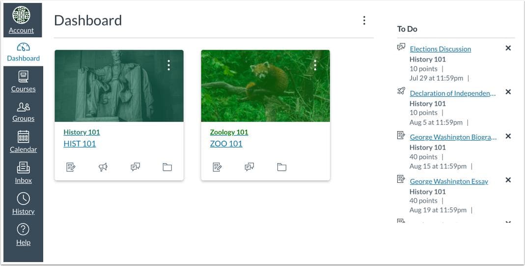 Canvas LMS – Student Dashboard